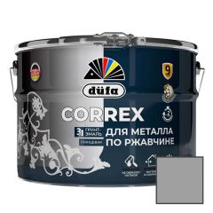 Грунт-эмаль для металла по ржавчине 3-в-1 Dufa (Дюфа) Correx глянцевая RAL-7004 Серая 10 л