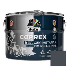 Грунт-эмаль для металла по ржавчине 3-в-1 Dufa (Дюфа) Correx глянцевая RAL-7024 Графитовая серая 10 л