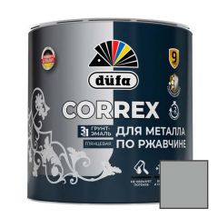Грунт-эмаль для металла по ржавчине 3-в-1 Dufa (Дюфа) Correx глянцевая RAL-9006 Серебристая 2 л