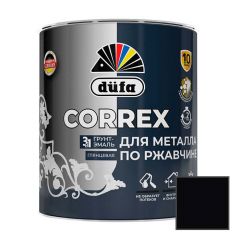 Грунт-эмаль для металла по ржавчине 3-в-1 Dufa (Дюфа) Correx глянцевая RAL-9005 Черная 0,75 л