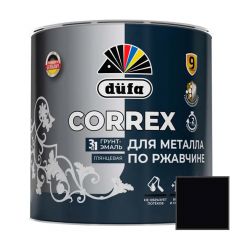 Грунт-эмаль для металла по ржавчине 3-в-1 Dufa (Дюфа) Correx глянцевая RAL-9005 Черная 2 л