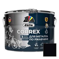 Грунт-эмаль для металла по ржавчине 3-в-1 Dufa (Дюфа) Correx глянцевая RAL-9005 Черная 10 л