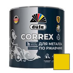 Грунт-эмаль для металла по ржавчине 3-в-1 Dufa (Дюфа) Correx глянцевая RAL-1021 Желтая 2 л