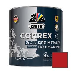 Грунт-эмаль для металла по ржавчине 3-в-1 Dufa (Дюфа) Correx глянцевая RAL-3001 Красная 2 л