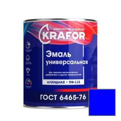 Эмаль универсальная алкидная Krafor ПФ-115 глянцевая синяя 2,8 кг