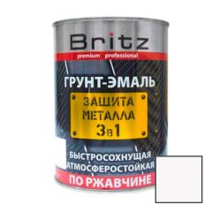 Грунт-эмаль Britz (Бритц) по ржавчине 3 в 1 Стандарт быстросохнущая белая 20 кг