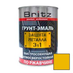 Грунт-эмаль Britz (Бритц) по ржавчине 3 в 1 Стандарт быстросохнущая желтая 20 кг