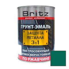 Грунт-эмаль Britz (Бритц) по ржавчине 3 в 1 Стандарт быстросохнущая зеленая 20 кг