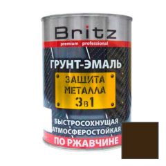 Грунт-эмаль Britz (Бритц) по ржавчине 3 в 1 Стандарт быстросохнущая коричневая 20 кг