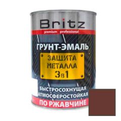 Грунт-эмаль Britz (Бритц) по ржавчине 3 в 1 Стандарт быстросохнущая красно-коричневая 20 кг