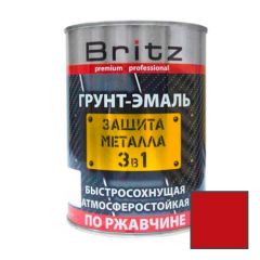 Грунт-эмаль Britz (Бритц) по ржавчине 3 в 1 Стандарт быстросохнущая красная 20 кг