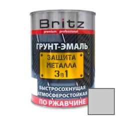 Грунт-эмаль Britz (Бритц) по ржавчине 3 в 1 Стандарт быстросохнущая светло-серая 20 кг