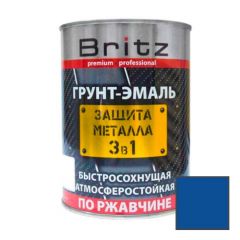 Грунт-эмаль Britz (Бритц) по ржавчине 3 в 1 Стандарт быстросохнущая синяя 20 кг