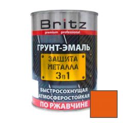 Грунт-эмаль Britz (Бритц) по ржавчине 3 в 1 Стандарт быстросохнущая оранжевая 20 кг