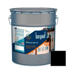 Эмаль алкидная Bergauf (Бергауф) PF-115 (ПФ-115) для деревянных, металлических и бетонных поверхностей черная 6 кг