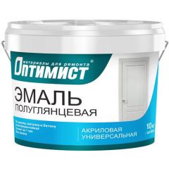 Эмаль акриловая Оптимист E 305 полуглянцевая супербелая 10 кг