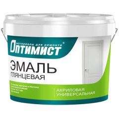 Эмаль акриловая Оптимист E 306 глянцевая супербелая 1 кг