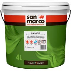 Микронизированный укрепляющий грунт глубокого проникновения San Marco (Сан Марко) Nanofis изолирует воздействия щелочной среды на финишные покрытия 4 л, R1200000/4
