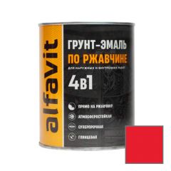 Грунт-эмаль Alfavit (Альфавит) по ржавчине 4 в 1 глянцевая красная 0,8 кг