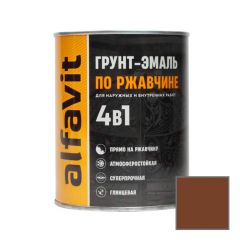 Грунт-эмаль Alfavit (Альфавит) по ржавчине 4 в 1 глянцевая коричневая 2,6 кг