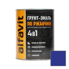 Грунт-эмаль Alfavit (Альфавит) по ржавчине 4 в 1 глянцевая синяя 2,6 кг