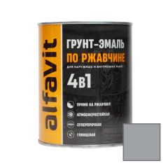 Грунт-эмаль Alfavit (Альфавит) по ржавчине 4 в 1 глянцевая светло-серая 2,6 кг