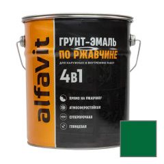 Грунт-эмаль Alfavit (Альфавит) по ржавчине 4 в 1 глянцевая зеленая 5 кг