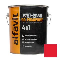 Грунт-эмаль Alfavit (Альфавит) по ржавчине 4 в 1 глянцевая красная 5 кг