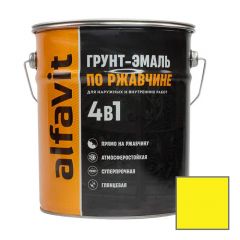 Грунт-эмаль Alfavit (Альфавит) по ржавчине 4 в 1 глянцевая желтая 5 кг