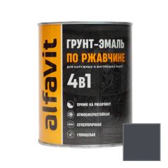 Грунт-эмаль Alfavit (Альфавит) по ржавчине 4 в 1 глянцевая графит 0,8 кг