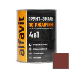 Грунт-эмаль Alfavit (Альфавит) по ржавчине 4 в 1 глянцевая коричневая 0,8 кг