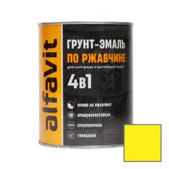 Грунт-эмаль Alfavit (Альфавит) по ржавчине 4 в 1 глянцевая желтая 0,8 кг