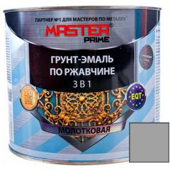 Грунт-эмаль Master prime по ржавчине 3 в 1 молотковая серая 2 л