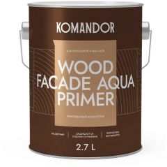 Грунтовка Командор Facade aqua wood primer для защиты древесины от плесени, грибка и синевы 2,7 л