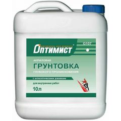 Грунтовка Оптимист G 107 глубокого проникновения для внутренних работ 10 л