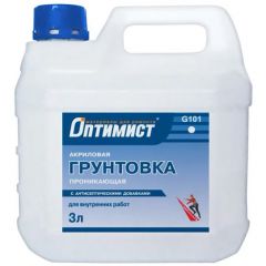 Грунтовка Оптимист акриловая G 101 проникающая для внутренних работ 3 л