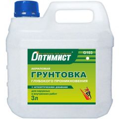 Грунтовка Оптимист акриловая G 103 глубокого проникновения 3 л
