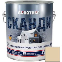 Кроющий антисептик для древесины Акватекс Сканди База А Слоновая кость 2,5 л