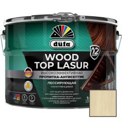 Высокоэффективная пропитка-антисептик Dufa (Дюфа) Wood Top Lasur лессирующая для защиты древесины полуглянцевая 12 Бесцветный 9 л