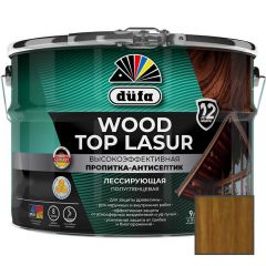 Высокоэффективная пропитка-антисептик Dufa (Дюфа) Wood Top Lasur лессирующая для защиты древесины полуглянцевая 16 Орех 9 л