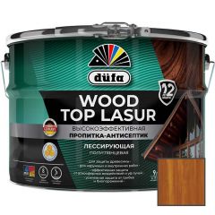 Высокоэффективная пропитка-антисептик Dufa (Дюфа) Wood Top Lasur лессирующая для защиты древесины полуглянцевая 17 Тик 9 л
