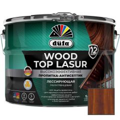 Высокоэффективная пропитка-антисептик Dufa (Дюфа) Wood Top Lasur лессирующая для защиты древесины полуглянцевая 18 Махагон 9 л