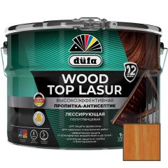 Высокоэффективная пропитка-антисептик Dufa (Дюфа) Wood Top Lasur лессирующая для защиты древесины полуглянцевая 20 Орегон 9 л