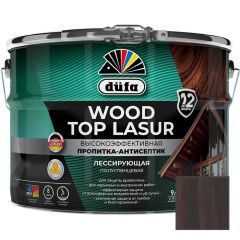 Высокоэффективная пропитка-антисептик Dufa (Дюфа) Wood Top Lasur лессирующая для защиты древесины полуглянцевая 19 Каштан 9 л