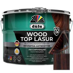 Высокоэффективная пропитка-антисептик Dufa (Дюфа) Wood Top Lasur лессирующая для защиты древесины полуглянцевая 24 Палисандр 9 л