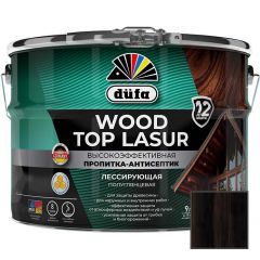 Высокоэффективная пропитка-антисептик Dufa (Дюфа) Wood Top Lasur лессирующая для защиты древесины полуглянцевая 25 Венге 9 л