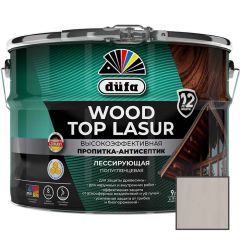 Высокоэффективная пропитка-антисептик Dufa (Дюфа) Wood Top Lasur лессирующая для защиты древесины полуглянцевая 50 Серый 9 л