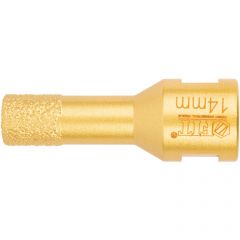 Коронка Fit (Фит) кольцевая для УШМ, М14, по керамограниту, камню и кафелю алмазная, вакуумное спекание 14х60 мм 16335