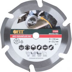 Диск пильный Fit (Фит) по дереву, посадочный диаметр 22,2 мм 6 зубьев с карбидными вставками, 230 мм 37638