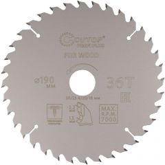 Диск пильный Cutop (Кутоп) по дереву с тефлоновым покрытием 36Т, Profi plus, 190х1,5/2,2х30/25,4/20/16 мм 75-19036Т